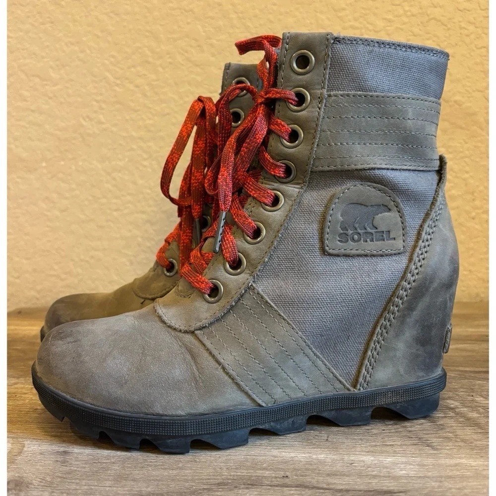 Sorel Lexie Wedge Bootie Leather and Fabric Upper Waterproof